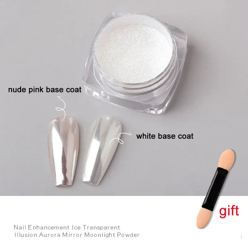 Rynx | 1jar Plating Aurora Chrome Nail Powder High Gloss Moonlight Mirror Fine Glitter Pigment Aurora Pearl Rub Dust Chrome Nails