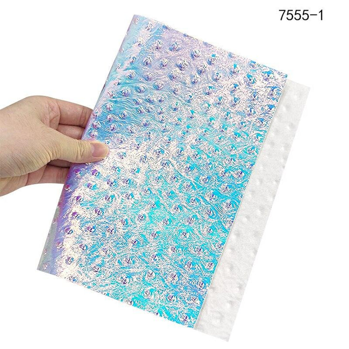 Lisslune | Iridescent holographic synthetic leather craft sheet with snakeskin embossing