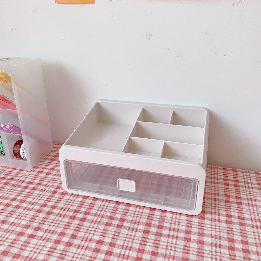 Lisslune | Versatile stackable desk organizer with drawer and brush holder for a tidy workspace