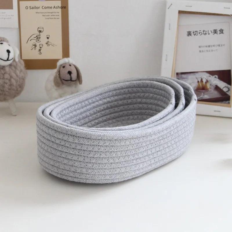 Lisslune | Scandinavian Style Cotton Rope Desktop Storage Baskets - Chic Organization Solutions