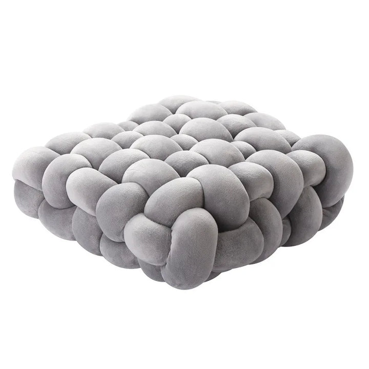 Lisslune | Living Room Soft Plush Knot Pillow Sofa Pillow Solid Color Square Handwoven Home Throw Pillow Square Woven Seat Cushion Pillow