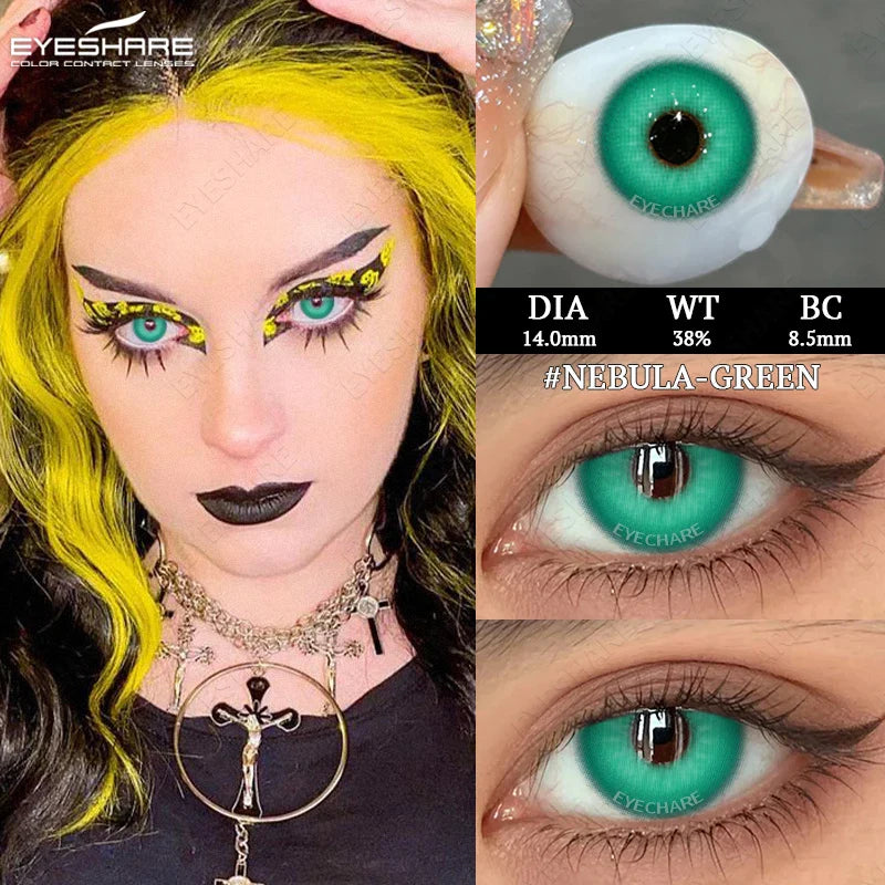 Rynx | 2pcs Halloween White Contact Lenses Anime Color Cosplay Black Lenses Crazy Red Beauty Makeup Lens Multicolor Lens