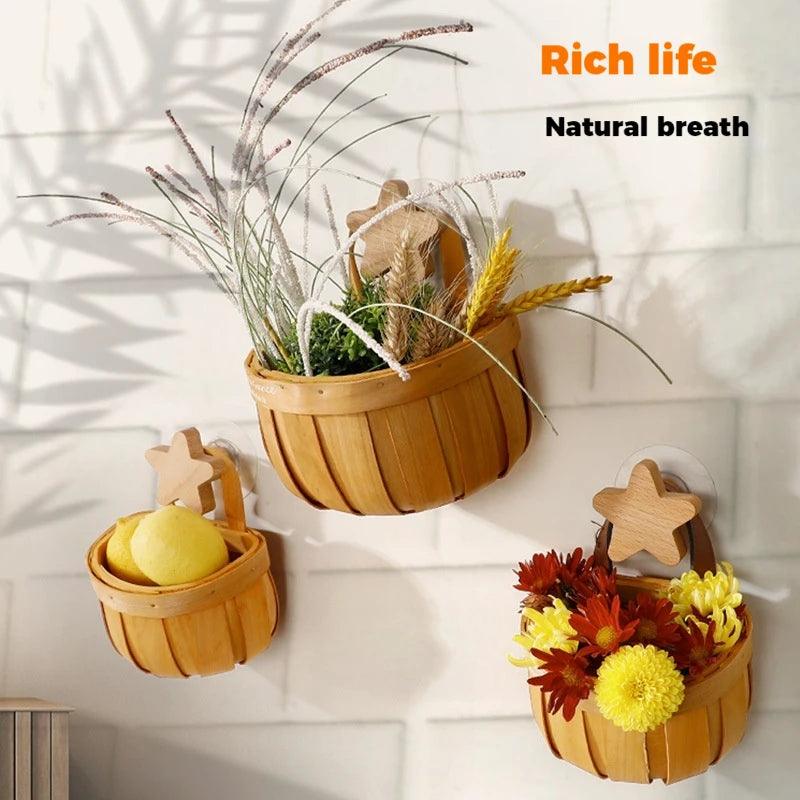 Lisslune | Charming Bamboo Wall Basket for Storing Spring Onions, Ginger, and Garlic