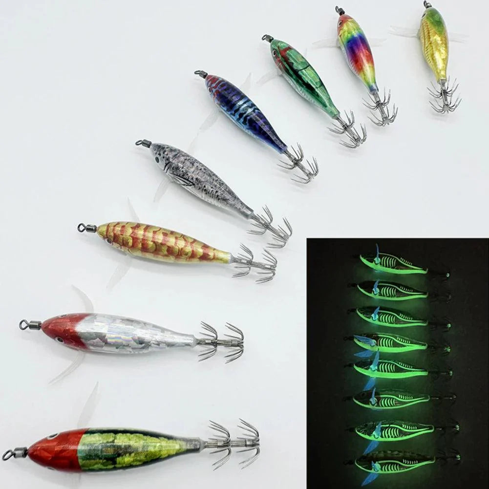 Lisslune | Nightglow Egi Squid Jigging Bait: 5.5g Luminescent Shrimp Bait for Night Fishing Excellence