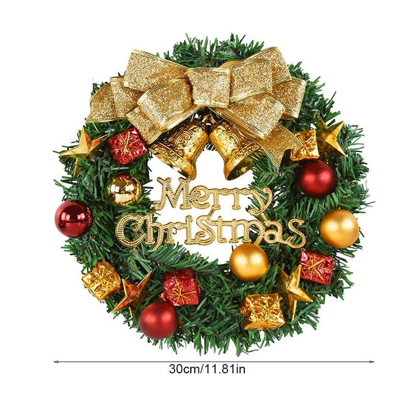 Rynx 30cm Christmas wreath Xmas door garland hanging ornaments Merry Christmas decoration for home New Year Navidad door hanger