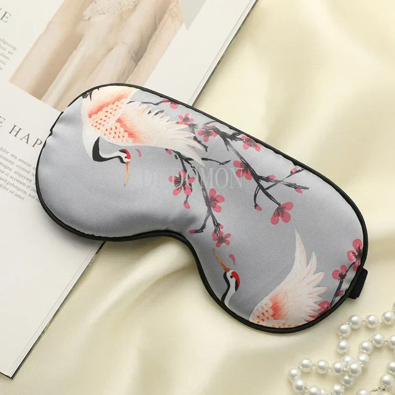 Lisslune | Grue de Soie – Luxury Silk Sleep Mask with Crane Design