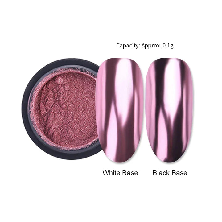 Rynx | Aurora Pearl White Nails Glitter Dust Chrome Gradient Rubbing on Powder Mirror Reflective Magnetic Pigment Nail Art Decorations