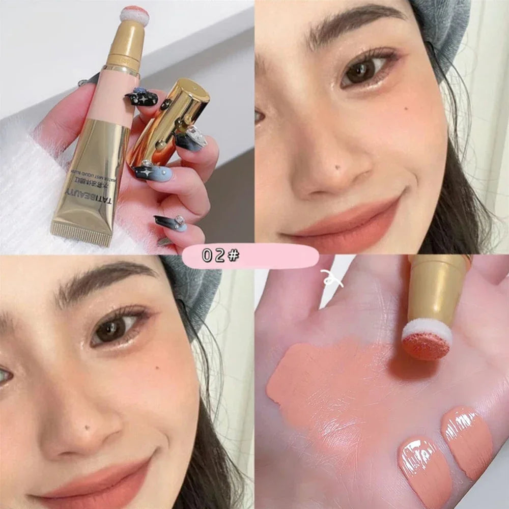 Rynx | Smooth Liquid Blush Cheek Ink Sponge Matte Gentle Face Makeup Blush Pigment Waterproof Long-lasting Creamy Cosmetics