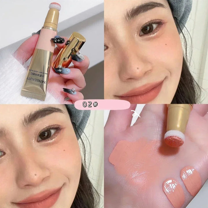 Rynx | Smooth Liquid Blush Cheek Ink Sponge Matte Gentle Face Makeup Blush Pigment Waterproof Long-lasting Creamy Cosmetics