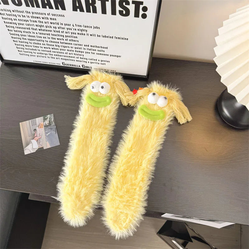 Lisslune | Fluffy Cartoon Women's Socks with Face