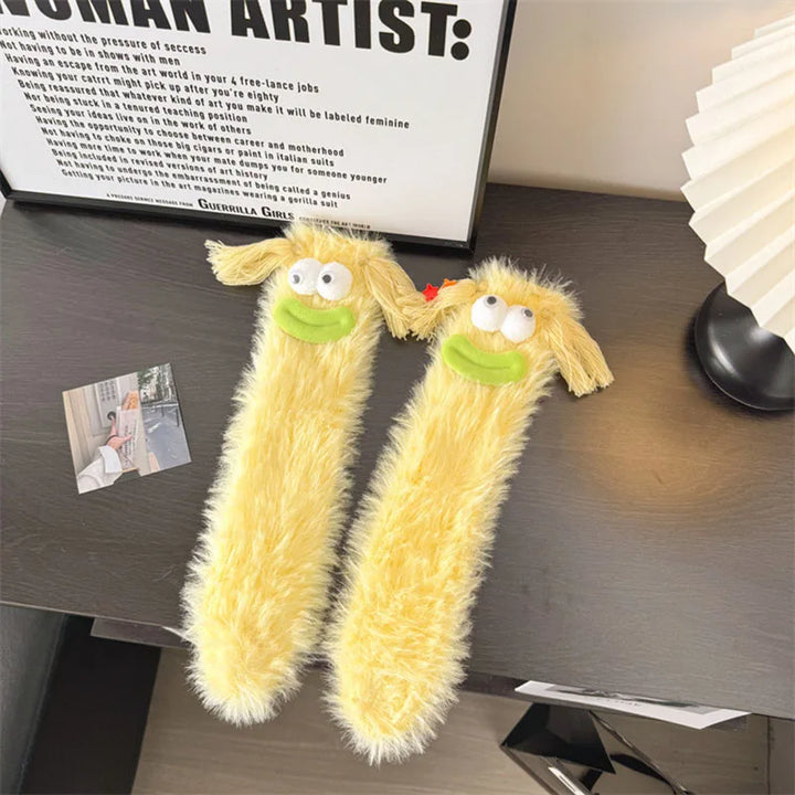 Lisslune | Fluffy Cartoon Women's Socks with Face