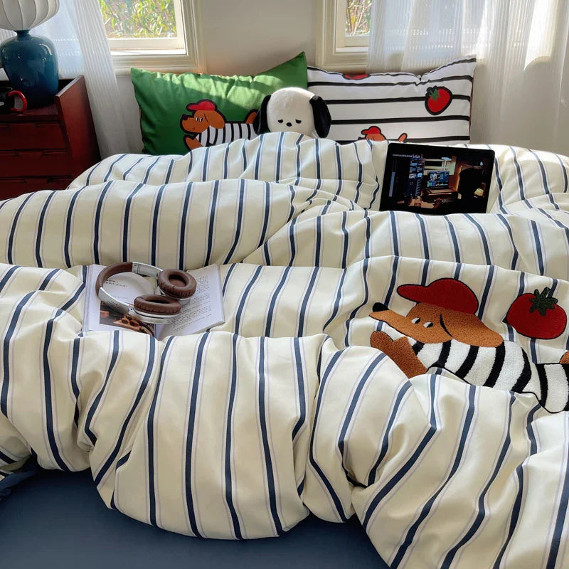 Rynx | Cartoon Playing Cards Embroidered Bedding Set Duvet Cover Bed Linen Bedspread Pillowcases Bed Sheets Duvet Sets for Girls