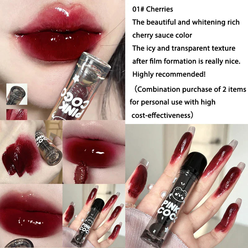 Rynx | Black Mirror Water Lipgloss Dark Red Moisturizing Lip Lacquer Long-lasting Non-sticky Cup-forming Forming a film that does not easily fade Makeup