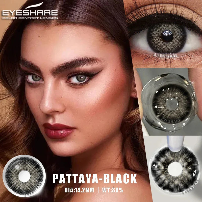 Rynx | 1 Pair colored contact lenses for eyes Black lenses Cosmetic large eye lenses Gray pupil lenses Yearly Natural eye contacts