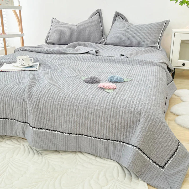 Rynx French Style Quilted Single Double Blanket for Summer Bubble Yarn Air Conditioning Queen Quilt Elegance Princess Thin Comforter