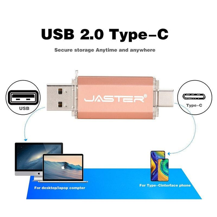 Lisslune | Premium 2-in-1 Type-C USB Flash Drive - Golden Metal Design with High-Speed Data Transfer and Enhanced Security