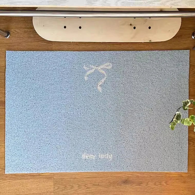 Rynx | Korean Style PVC Bow Door Mat Cuttable Entrance Welcome Mat Rug Anti-Dust Pad Outdoor Aesthetic Living Room Decor