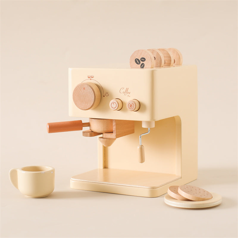 Lisslune | Little Barista Wooden Coffee Machine – Educational Pretend Play Toy | for Kids Age 1+