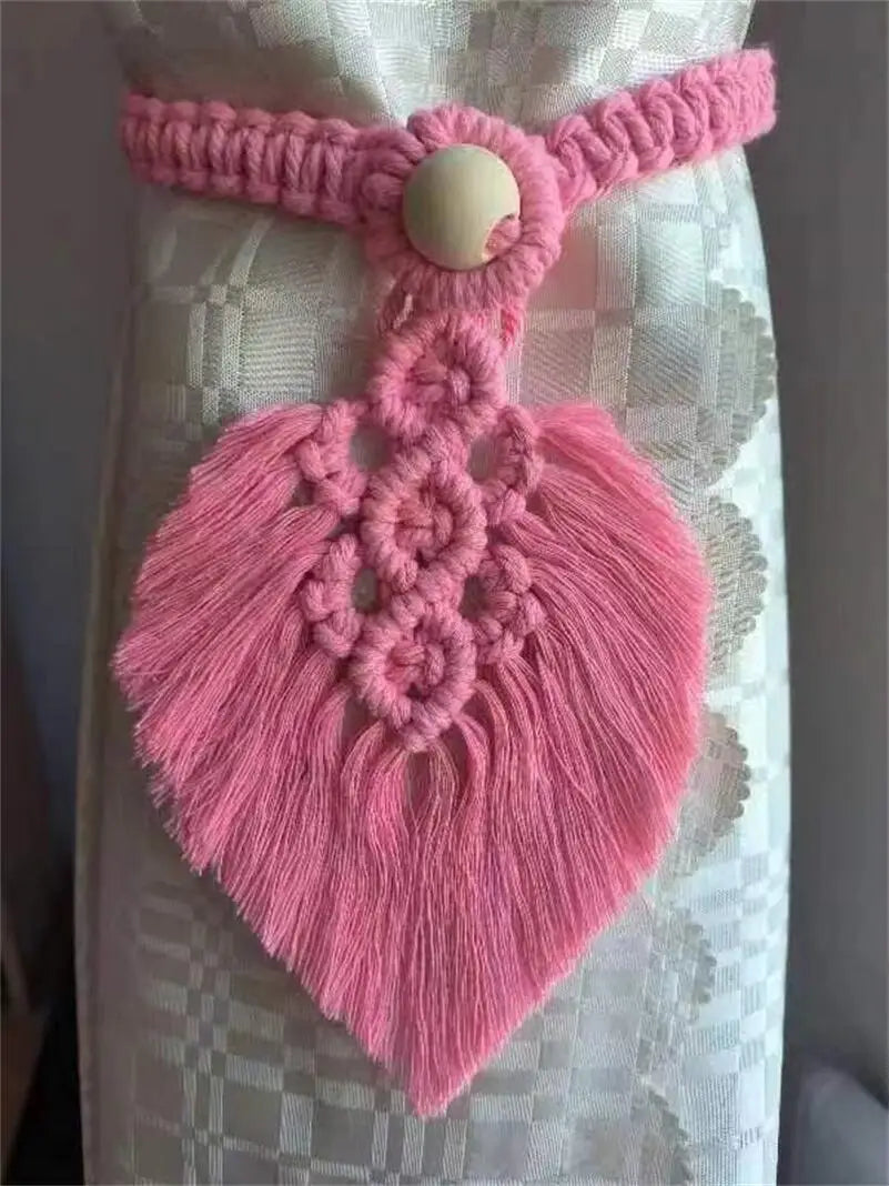 Rynx | Hand-woven macrame curtain tieback holder hooks living room boho decoration accessories hold band curtains