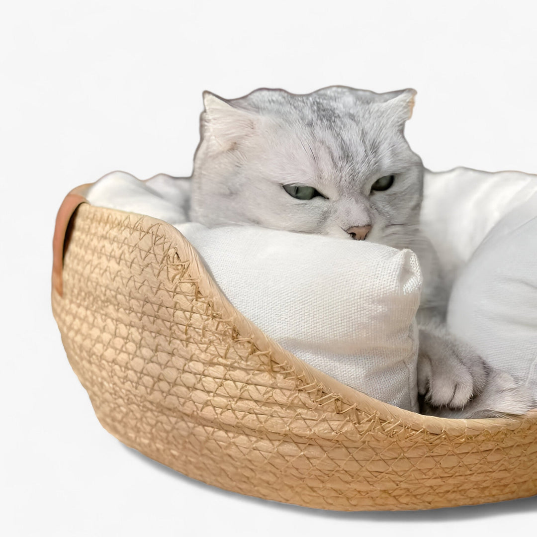Lisslune | Handwoven Bamboo Pet Bed with Soft Cushion – Luna Nest