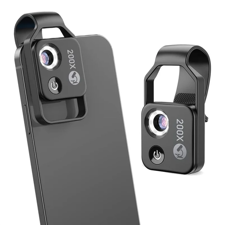 Lisslune | MicroZoom Clip-On Phone Microscope – 200x Magnification Lens with LED Light