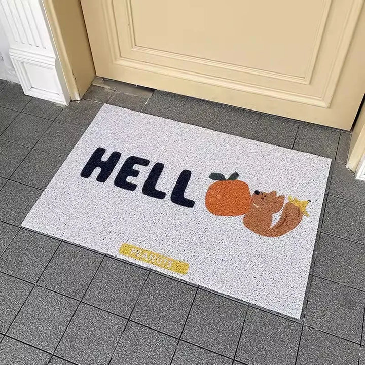 Rynx | Cute Fruit PVC Doormat Cuttable Squirrel Pear House Entrance Welcome Mat Rug Anti Dust Outdoor Pad Living Room Decor 45x75cm