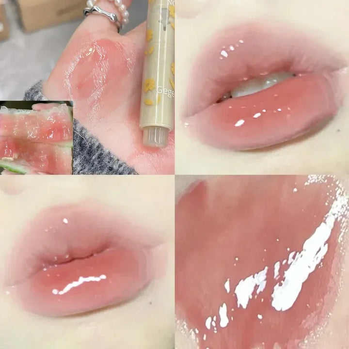 Rynx | Jelly Tint Mirror Lipstick Lip Gloss Non-sticky Cup Mirror Lip Color Heart-shaped Lipstick Moisturizing Lip Gloss Long-lasting