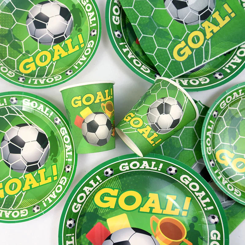 Rynx Football Party Disposable Tableware Paper Plates Cups Napkins Tablecloth Kids Boys Football Birthday Party Decor Supplies