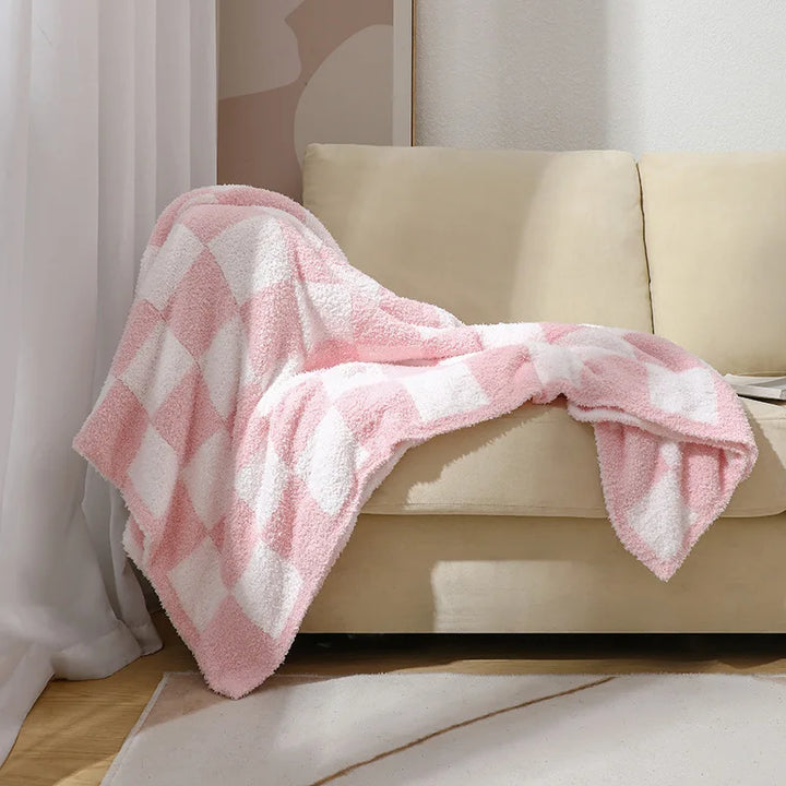 Rynx | Textile City Ins Nordic Sofa Blanket Checkerboard Fabric Velvet Throw Blanket Home Sofa Cover Knit Blanket 150x200cm