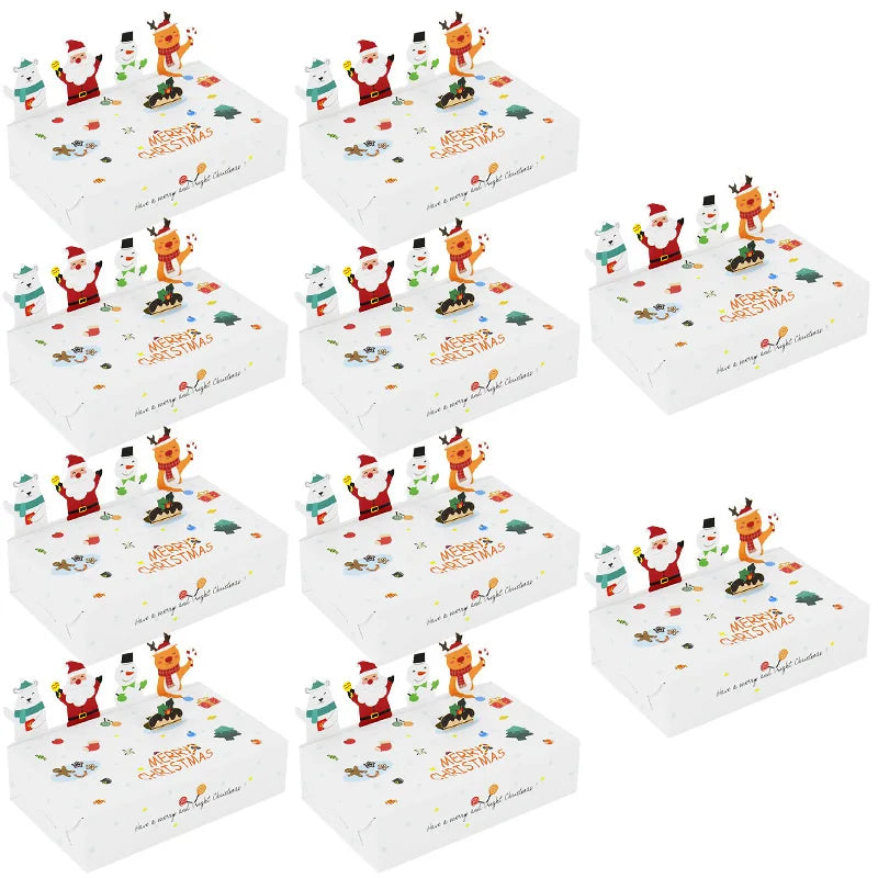 Rynx 5/10pcs Cartoon Christmas Gift Box Kraft Paper Cookie Packaging Box 2024 Christmas Party Decor Xmas Navidad New Year
