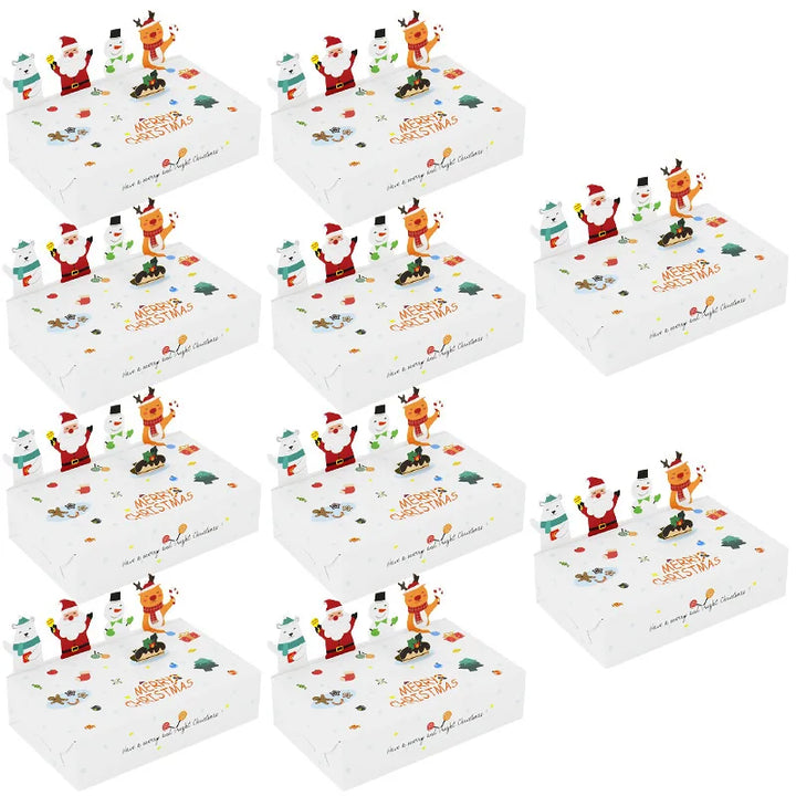 Rynx 5/10pcs Cartoon Christmas Gift Box Kraft Paper Cookie Packaging Box 2024 Christmas Party Decor Xmas Navidad New Year