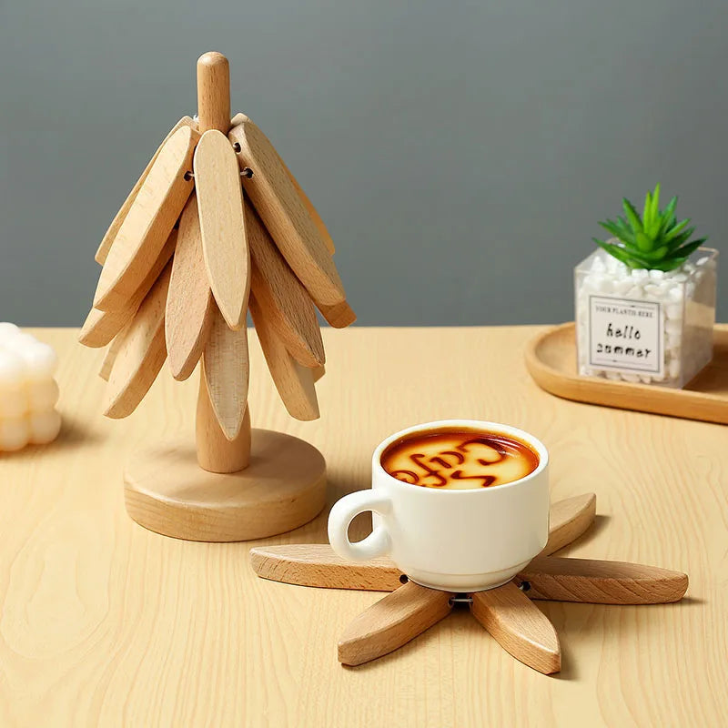 Lisslune | Wooden Tree Heat Resistant Coaster Set