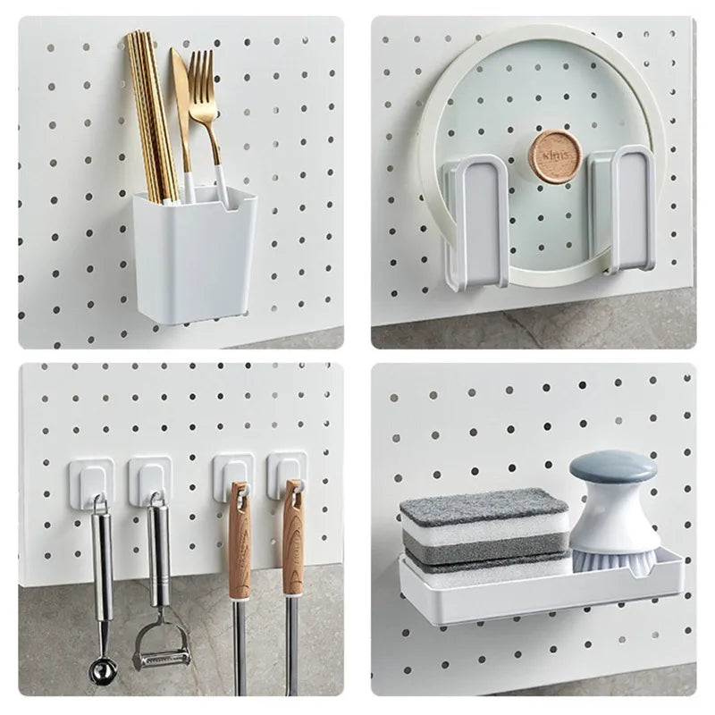 Lisslune | Kitchen Organizer Wall-Mounted Hole Board Storage Rack