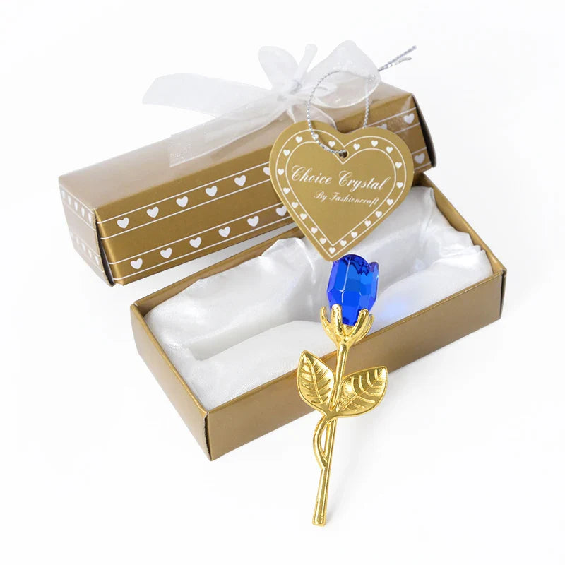 Lisslune | Crystal Bear Glass Rose - Valentine's Day Gift, Fashion Ornament, Wedding Home Decor