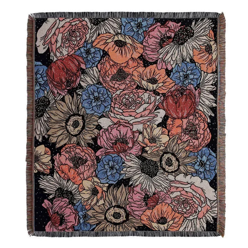 Lisslune | Sun & Flowers Wall Tapestry Blanket