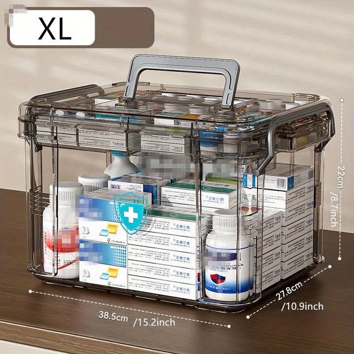 Rynx | Multifunctional Plastic All-in-One Medical Organizer - Transparent Waterproof Medical Storage Box, Medication Container