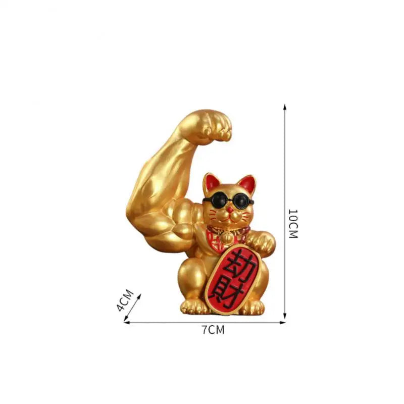 Lisslune | Large hand, happy wealth, waving cat, gold-colored waving hand cat, home decoration, welcoming waving cat, sculpture, statue, decor, car ornament, shop gift