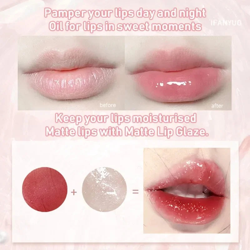 Rynx | 6 Colors Shiny Lip Balm Glitter Jelly Lip Gloss Day&Night Moisturizing High Pigmented Plumping Liquid Lip Lacquer Cosmetics