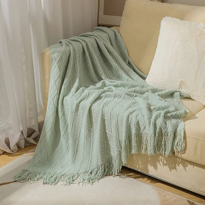 Lisslune | purple diamond knit blanket