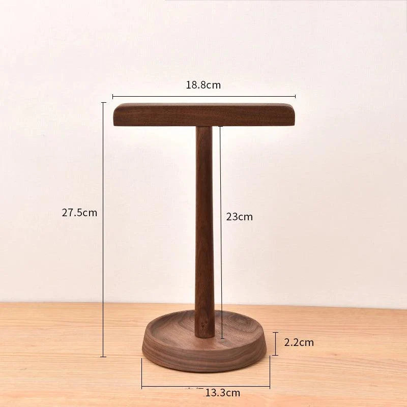 Lisslune | Elegant dual headphone stand made of black walnut and acacia wood with elegant storage base