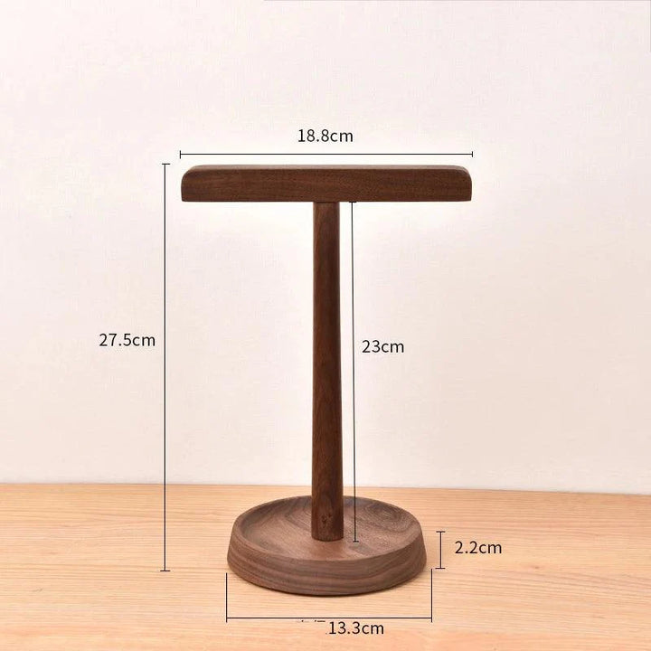 Lisslune | Elegant dual headphone stand made of black walnut and acacia wood with elegant storage base