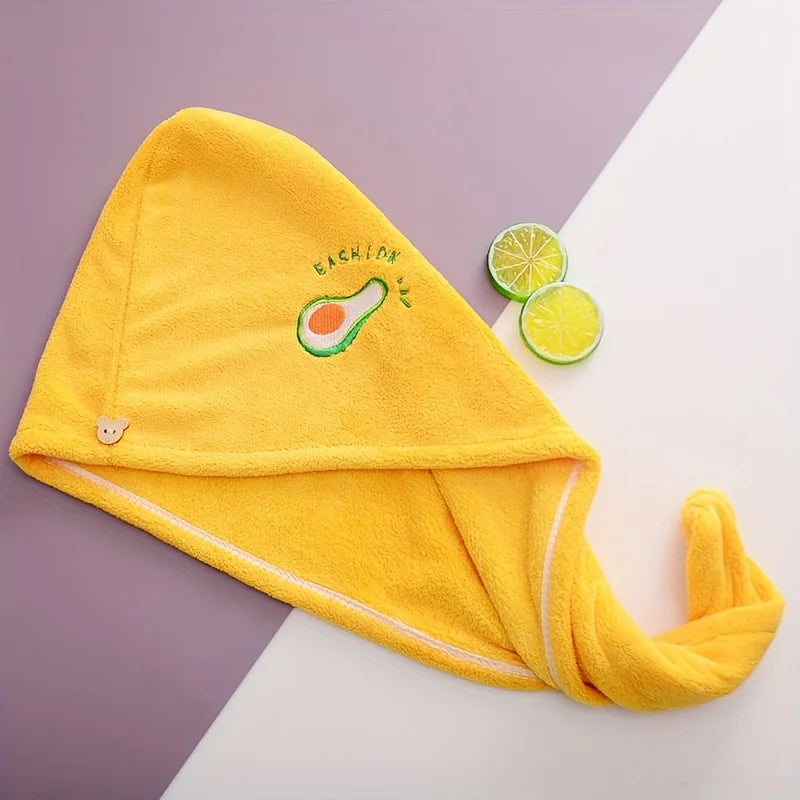 Rynx | Fruit Embroidery Hair Towel Soft Hair Drying Towel Super Absorbent Hair Towel For the Bathroom Quick Drying Hair Towel