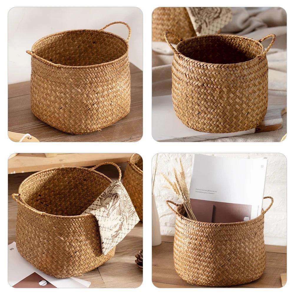 Lisslune | Rustic Sea Grass Desk Organizer and Storage Basket for Home Decor