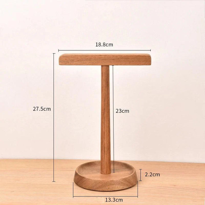 Lisslune | Elegant dual headphone stand made of black walnut and acacia wood with elegant storage base