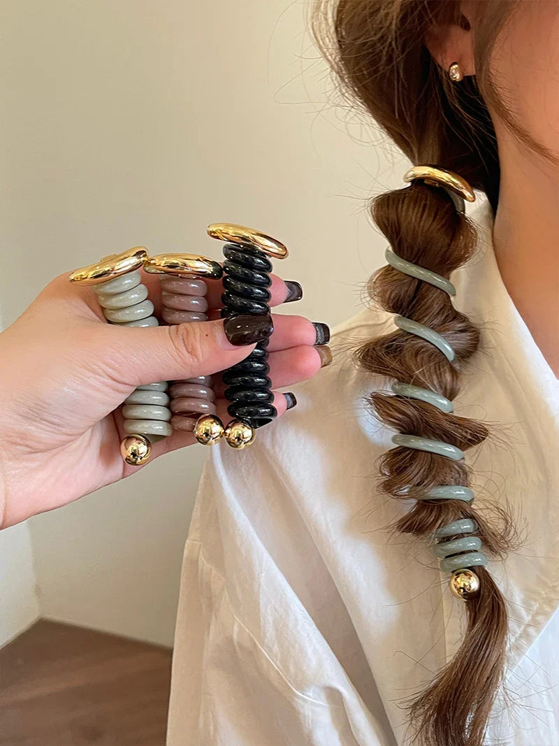 Rynx | Japanese Fashion Style Spiral Hairband Metal Tpu Hair Bands for Girls and Women Hair Accessories
