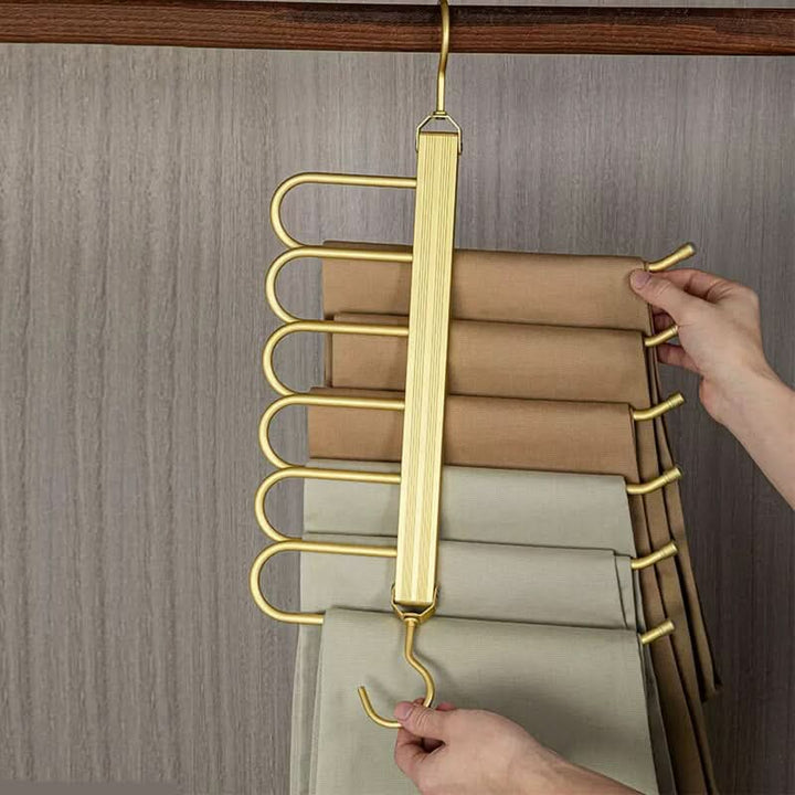 Lisslune | SpaceLuxe Aluminum Pants Hanger – Multi-Layer, Space-Saving Closet Organizer