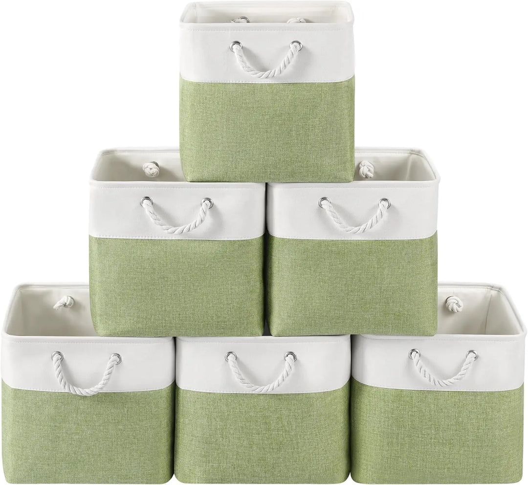 Lisslune | Set of 6 Foldable Fabric Cube Storage Boxes with Rope Handles – Nadir