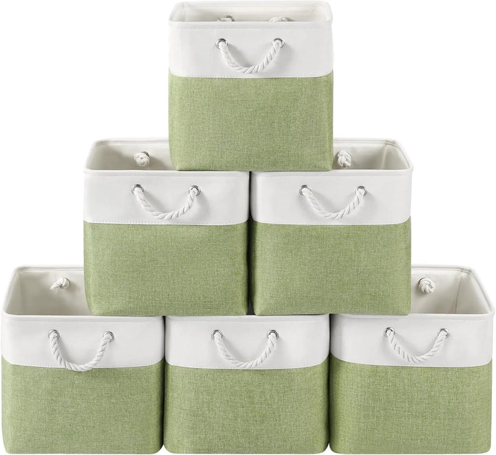 Lisslune | Set of 6 Foldable Fabric Cube Storage Boxes with Rope Handles – Nadir