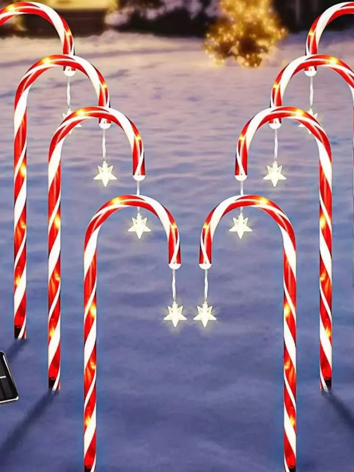 Rynx | Christmas Solar Candy Cane Lights, Holiday Parties, Path, Atmosphere Decoration Props, Waterproof Night Lights