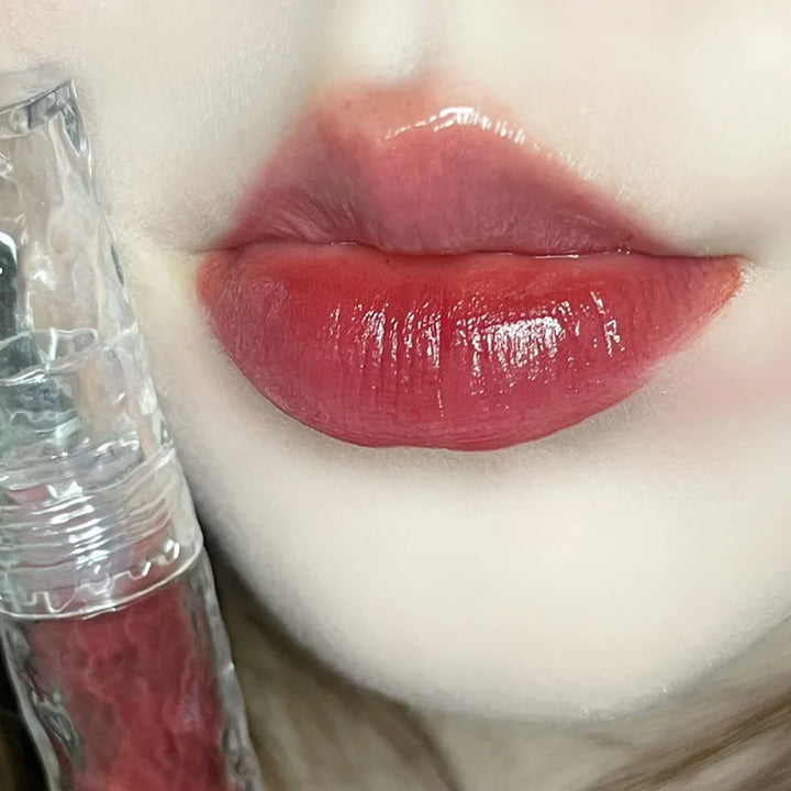 Rynx | Punk Juice Red Lip Gloss Black Mirror Glass Water Light Clear Lip Glass Waterproof Non-Sticky Liquid Lipstick Nude Lip Tint Makeup